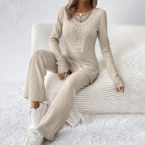 Apricot Round Neck Two Piece Set