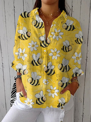 Margaret - Floral Bee Print Blouse