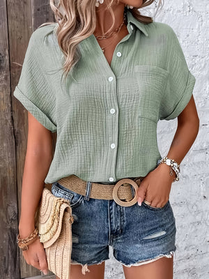 Emery | Textured Button-Up Summer Blouse
